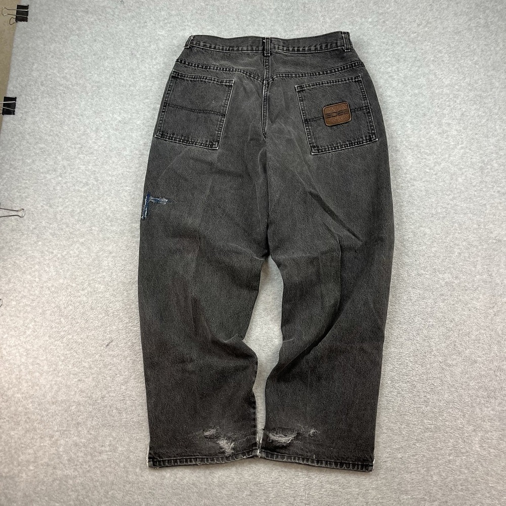 Vintage BOSS Jeans Mens 34x30 Black Denim Y2K Baggy Skater Hip Hop‎ Rap USA Wide